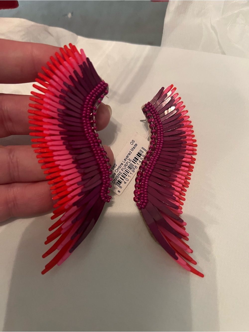 Mignonne Gavigan Madeline Triple Ombré Layered Purple Earrings NEW